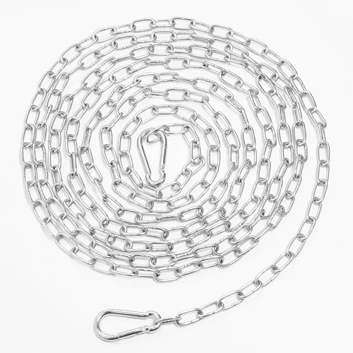 10 Feet SUS304 Stainless Steel Chain with 2PCS Detachable Chain Link, Hanging Chain Link Light Duty Chain, Heavy Duty Hanging Chain for Home Outdoor Camping, Thickness 0.08 inches - color: Silver, size: With Chain Links