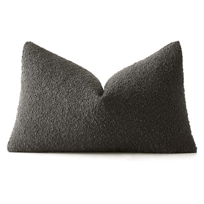 MIULEE Textured Boucle Lumbar Pillow Cover for Bed 12x20 Dark Coffee - color: Dark Coffee, size: 20" x 12" (Pack of 1)
