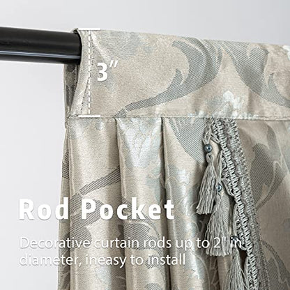 Silver Grey European Flower Valances, W59 Inch, 1 Panel - size: 59"W x 48"L (Pack of 1)