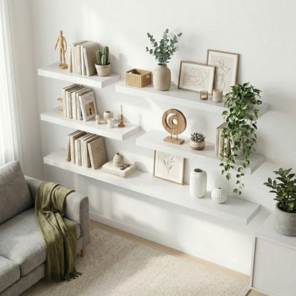 Venusmiles 12 inch Deep Floating Shelves for Wall, 24" Wide, White, 2-Pack - color: White Finish, size: 24"w x 12"d, 2p