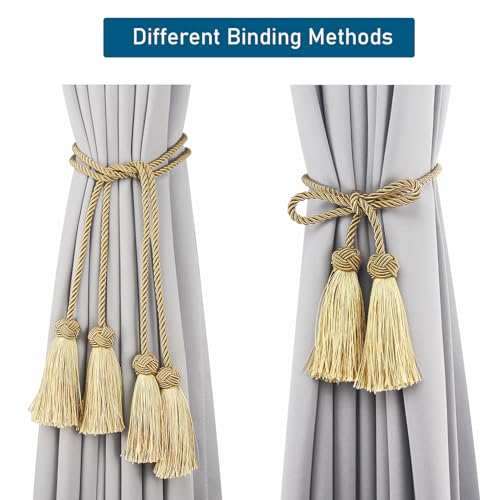 Elegant Tassel Curtain Tiebacks Rope Curtain Tie Backs for Windows Porlau - color: Gold