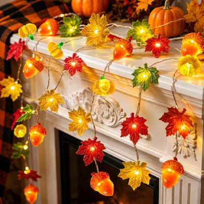 20LED/6.56Ft 3D Fall Lights Pumpkin Thanksgiving Fall Decorations for Home