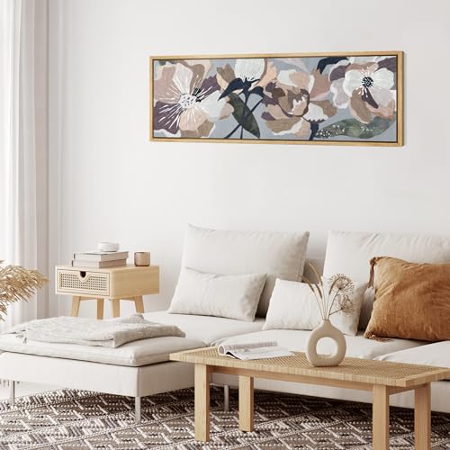 MUDECOR Large Framed Canvas Print Wall Art Floral Elegance Abstract Flower Soft Color Blooms Illustrations Antique Retro Fine Art Illustrations Decorative Colorful for Bedroom - 60"x20" - color: A06-2402-na16, size: 60"L x 20"W