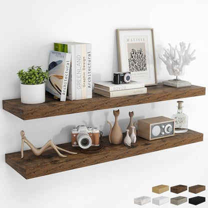 RICHFOCUS Long Floating Shelves for Wall 2Pack|Rustic Brown|48" Lx8 D - color: Rustic Brown, size: 47.2"L x 8"D, Set of 2