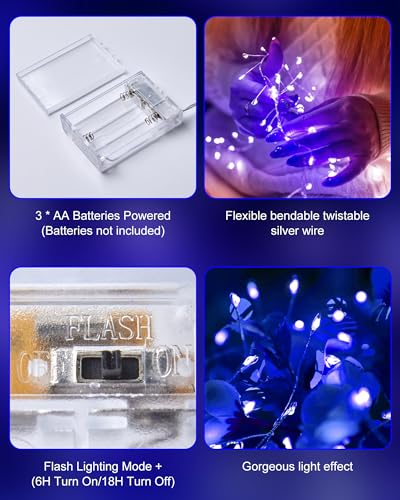 Minetom Fairy Lights Battery Operated, Twinkle String Lights 5ft 60LED - color: Blue