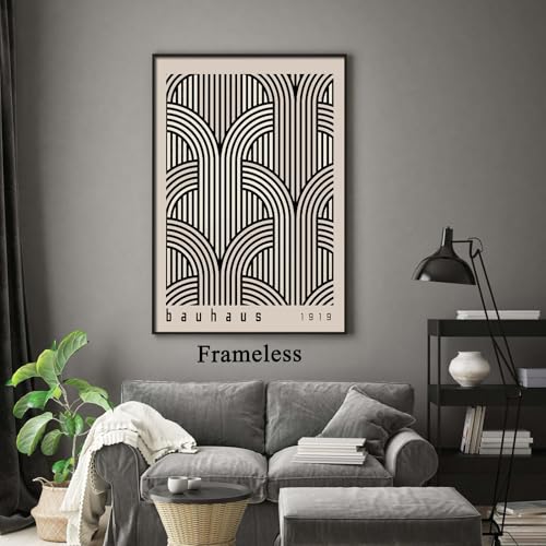 Mid Century Modern Bauhaus Wall Art Black and White Geometric Poster Print Bauhaus Abstract Geometric Wall Art Minimalist Painting Bauhaus Exhibition Poster 16x24in No Frame - color: Black Bauhaus