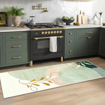 MUJOO Washable Runner Rug 2x6 Area Rug Non Slip Mid Century Modern - color: Green（modern）, size: 2' x 6' (Rectangular)
