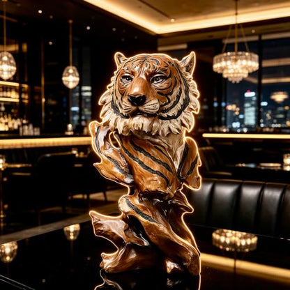FUNSXBUG 10.8 Inch Resin Tiger Statue Sculpture Animal Collectible Figurine Gift Idea Home Desktop Decoration