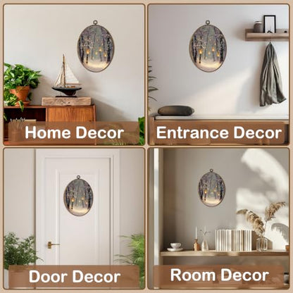 FSTCSV Winter Moody Christmas Lanterns Oval Wall Art Framed 8.8x11.5in - color: oval-16