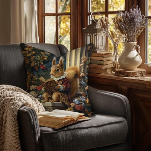 Retro Fairy Tale Squirrel Decorative Throw Pillow Cover,Cushion Cover - color: Bronw-squirrel