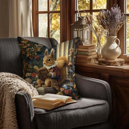 Retro Fairy Tale Squirrel Decorative Throw Pillow Cover,Cushion Cover - color: Bronw-squirrel