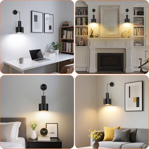 VerRon Rechargeable Wireless Battery Operated Wall Sconces Set of Two - color: Black & Black, size: Rechargeable Battery Powered