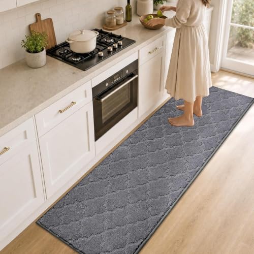 COSY HOMEER Kitchen Runner Rugs Non-Slip Absorbent 24"x72", Dark Grey - color: Dark Grey, size: 24"X 72"