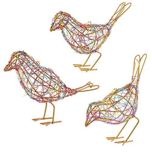 Modern Bird Statue Table Decor - Handmade Metal Bird Sculptures - color: Colorful