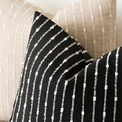 Foindtower Boho Striped Boucle Lumbar Throw Pillow Covers 12x20 Inch Black - color: Black, size: 20" x 12" (Pack of 2)