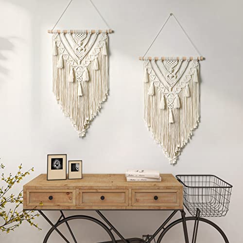 Dremisland Macrame Wall Hanging Boho Geometric Woven Tapestry Wall Decor - color: Beige-