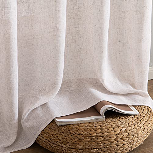 MIULEE Natural White Linen Curtains 52x90 Inch Long 2 Panels for Bedroom - color: Natural Linen White, size: 52"W x 90"L (Pack of 2)