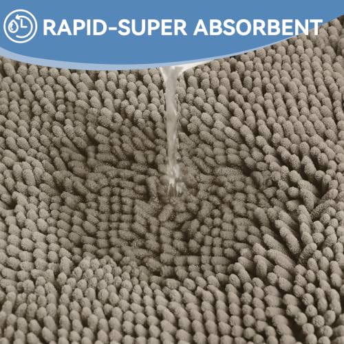 Bcoimo Small Bath Rug Mat,24x17 Chenille High Absorbent Latte Bathroom Mats - color: Latte, size: 24x17