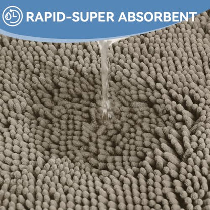 Bcoimo Small Bath Rug Mat,24x17 Chenille High Absorbent Latte Bathroom Mats - color: Latte, size: 24x17