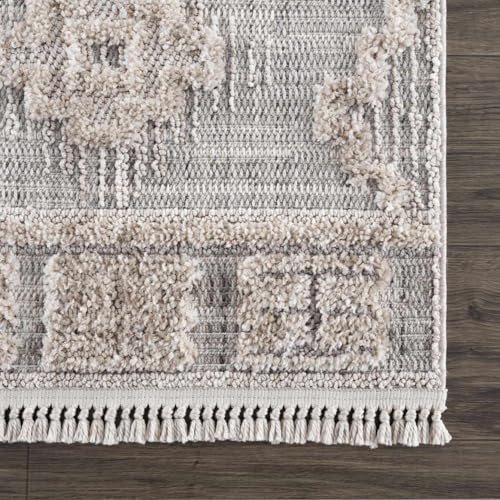 Hauteloom Aria Living Room, Bedroom Area Rug - Medallion Diamond Geometric Border Distressed - Bohemian Transitional Tribal Boho Traditional - Charcoal, Cream, Beige, Gray, Light - 2'7" x 4' - color: Charcoal, Cream, Beige / Ampusungan, size: 2'7" x 4' (R
