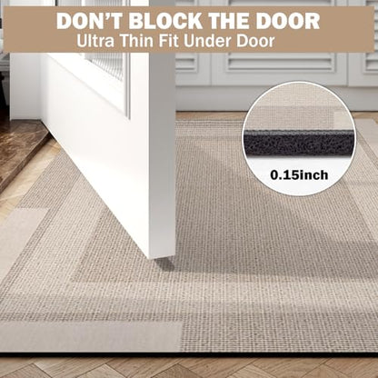 YDKGL Non Slip Bath Mat Long Ultra Thin Bathroom Rugs Runner Fit Under Door - color: A- Beige, size: 17" x 59" (Rectangular)
