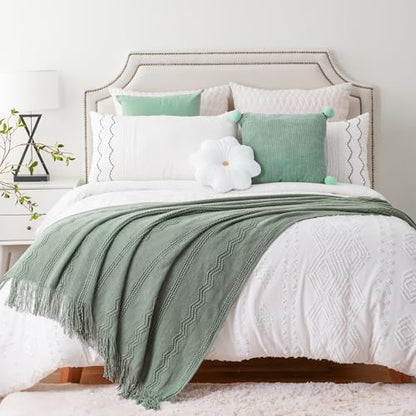 BATTILO HOME Sage Green Throw Blanket for Couch, 50"x60" - color: Sage, size: 50 x 60 in.