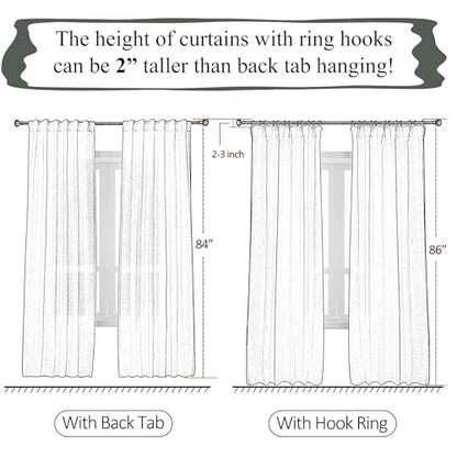 White Pinch Pleated Sheer Curtains 102 Inches Long Sliding Glass Door Linen - color: Bright White, size: 50"W x 102"L (Pack of 2)
