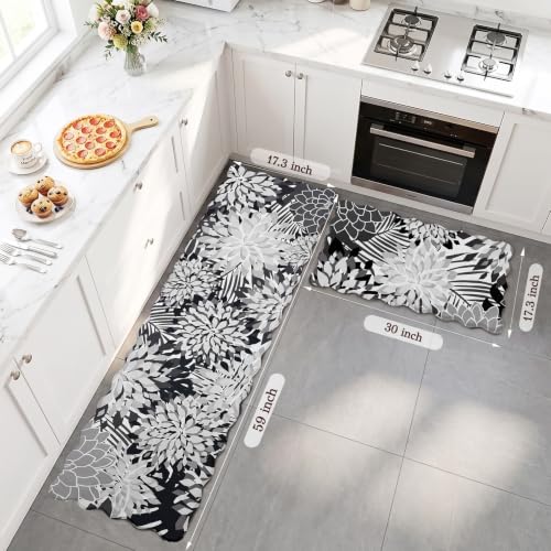 ZonLi Kitchen Mats for Floor 2PC Anti Fatigue Kitchen Rug Non Slip Washable - color: Grey, size: 17.3"x30"+17.3"x59"inch