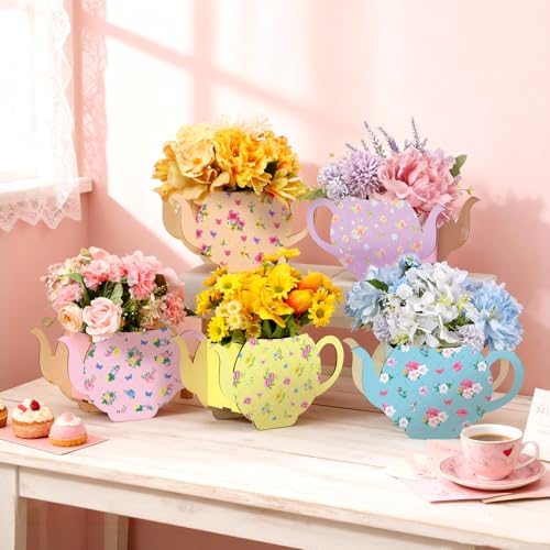 Cinnvoice Wooden Centerpieces for Table, Tabletop Boxes, 6, Tea - style: Tea