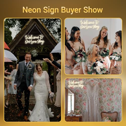 Welcome to Our Love Story Neon Sign Wedding Warm White Led Lights - color: Colorful-A-welcome to our lovestory