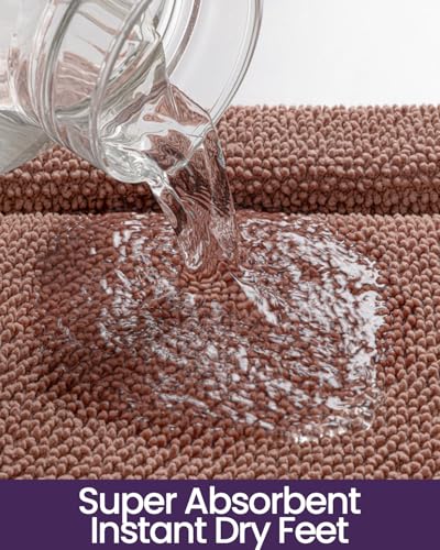 DEXI Memory Foam Bath Mat 32x20, Thick Chenille Bathroom Rug, Shrimp Red - color: Shrimp Red, size: 32" X 20" (Rectangular)