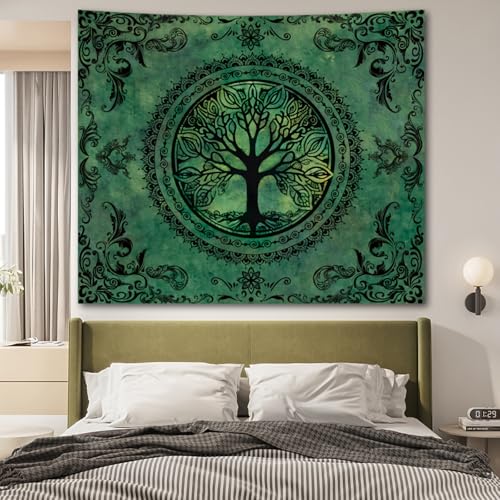 Green Boho Tapestry for Bedroom, Large Hippie Tree of Life Wall Tapestries - color: Green Tapestry, size: 60"L x 51"W
