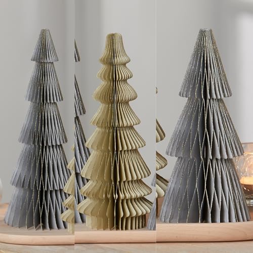 Set of 3 Neutral Honeycomb Paper Tree Décor (Medium Set 3 Neutral) - color: Medium Set 3 Neutral