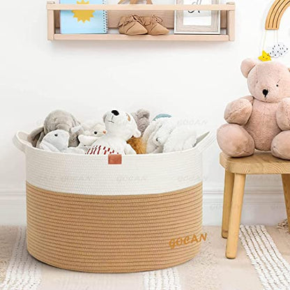 Cotton Rope Woven Laundry Basket 22"X 22"X 14" with handles(Jute/Beige)XXXL - color: jute