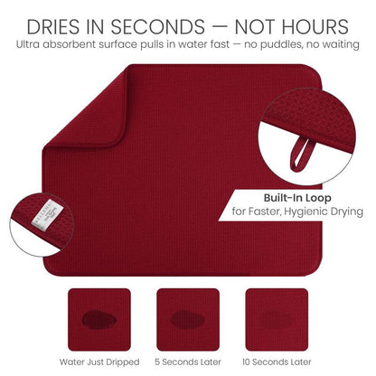 Bellemain Dish Drying Mat, Drying Matt Kitchen Counter, 17 x 24 Inch - Red - color: Red, size: 17" x 24"