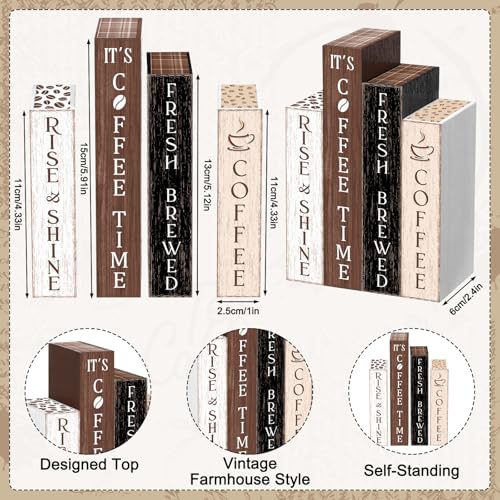 Xuhal 4 Pcs Coffee Bar Decorations,Wooden Coffee Table Accessories Rustic - style: Coffee