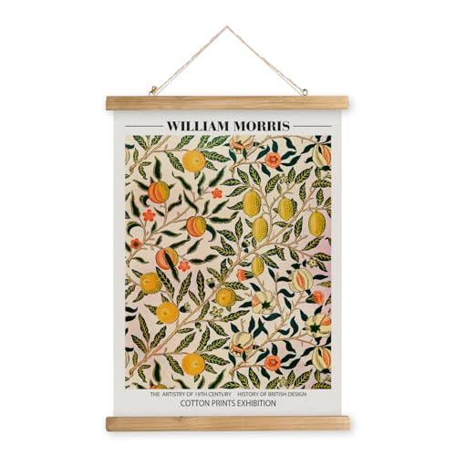 MIDEFINCH William Morris Vintage Fruit Pattern Linen Canvas Scroll Poster - color: WILLIAM MORRIS D
