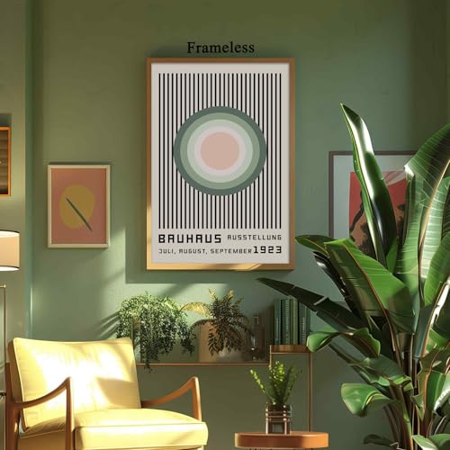 Vlolvfe Mid Century Modern Wall Art Green Geometric Painting Abstract Boho Art Prints Bauhaus Abstract Geometric Wall Art Minimalist Poster Green Bauhaus Exhibition Poster 16x24in No Frame - color: Green Bauhaus