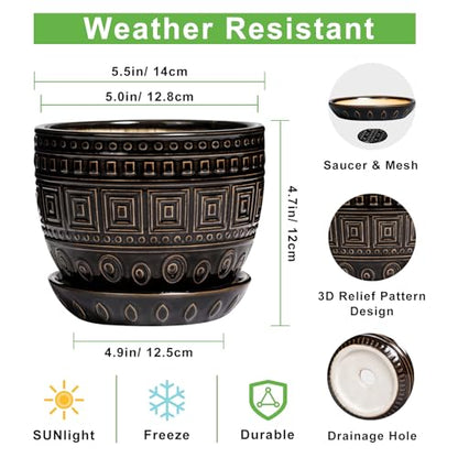 G EPGardening Ceramic Plant Pot, 5.5 Inch Ceramic Planter, Black - color: Palindrome Black