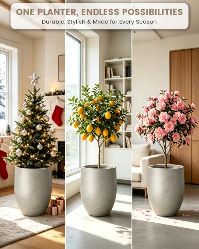 Kante Modern Home Minimalist 21.7" Tall Weathered Concrete Bullet Planter - color: Buff Concrete
