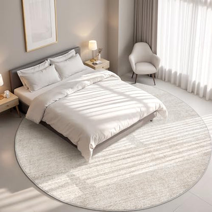 Valenrug Round Rugs 8ft, Circle Washable Area Rugs for Living Room, Beige - color: 01-beige, size: 8' (Round)