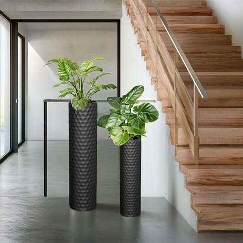 Tall Black Floor Vase 3 Pack, Extra Large Decorative Metal Standing Vases for Living Room Corner Office Home