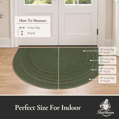 Dirt Trapper Door Mat 32" x 48", Non-Slip, Half Circle, Green - color: Green, size: 32" x 48"(Semicircular)