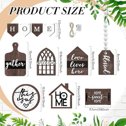 FairySandy 11 Pcs Home Tiered Tray Decor This is us Rustic Wooden Signs - style: Brown Style