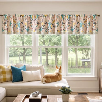 jinchan Floral Linen Window Valance Curtain, 50x18, 1 Panel, Pink - color: Averie | Blush Pink, size: 50"W x 18"L (Pack of 1)