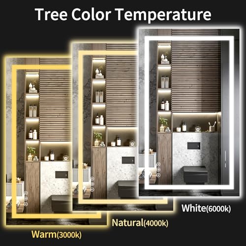 30"x48" LED Bathroom Mirror with Lights | Dimmable，Anti-Fog，Bathroom Vanity Mirror for Wall, Backlit + Front Lit, Memory Function, Shatter-Proof, Tempered Glass - size: 30"L x 48"W