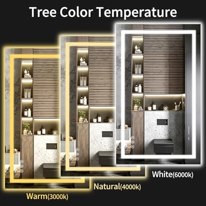 30"x48" LED Bathroom Mirror with Lights | Dimmable，Anti-Fog，Bathroom Vanity Mirror for Wall, Backlit + Front Lit, Memory Function, Shatter-Proof, Tempered Glass - size: 30"L x 48"W