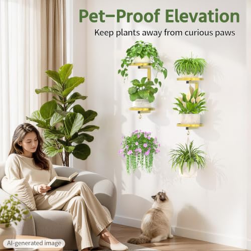 LASZOLA Plant Hanger Holder Window Shelf Wall Mounted Indoor, 2 Pcs Gold - color: Warm Gold, size: 2