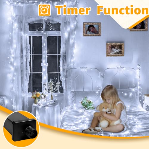 Ollny 120LED 40FT String Lights, Cool White Plug in Fairy Lights with Timer - color: Cool White, size: 120 LEDs