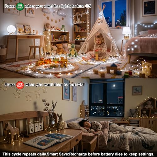 8 Pack Rechargeable LED Fairy Lights 7Ft 20LED Battery Operated - color: White